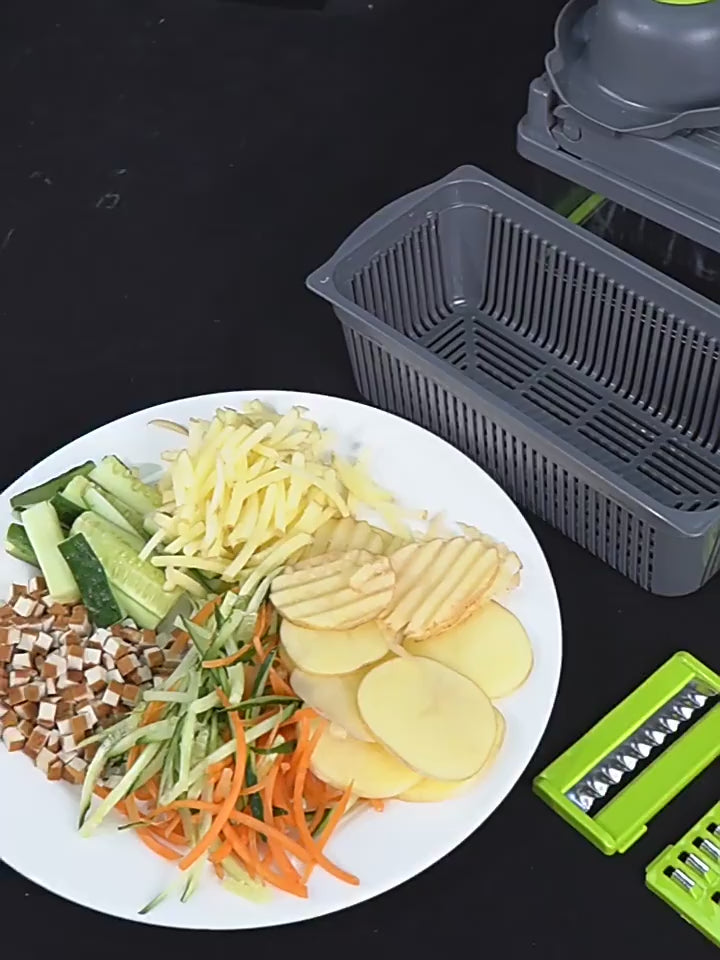 🥕 Cortador Multifunções de Legumes 16 em 1 – Rápido, Prático e Profissional