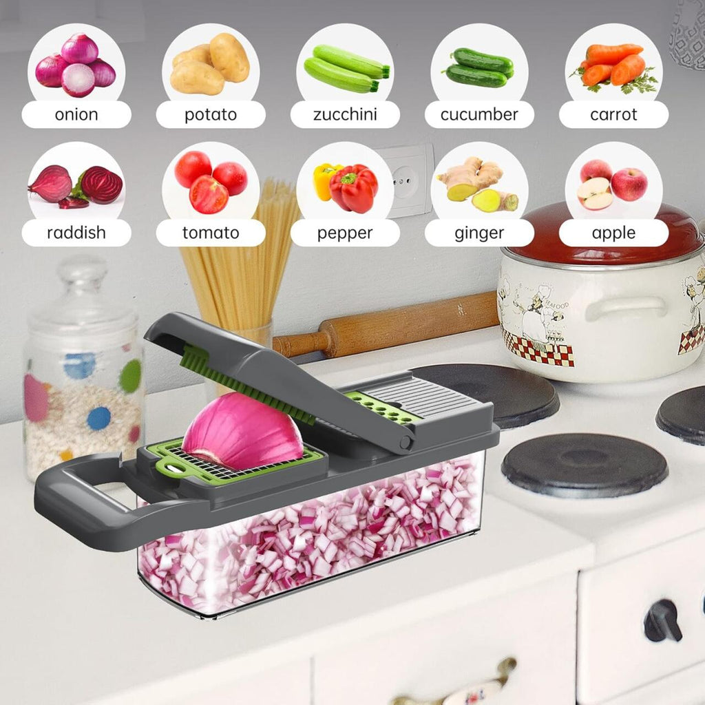 🥕 Cortador Multifunções de Legumes 16 em 1 – Rápido, Prático e Profissional