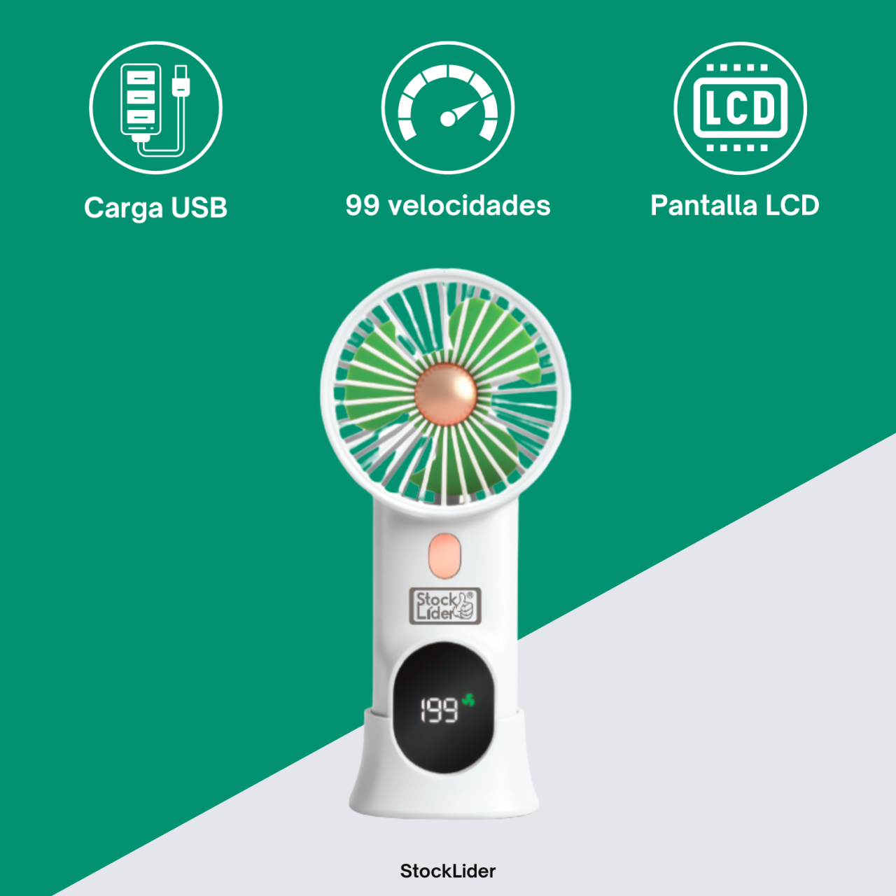 Ventilador Portátil Recarregável com Base
