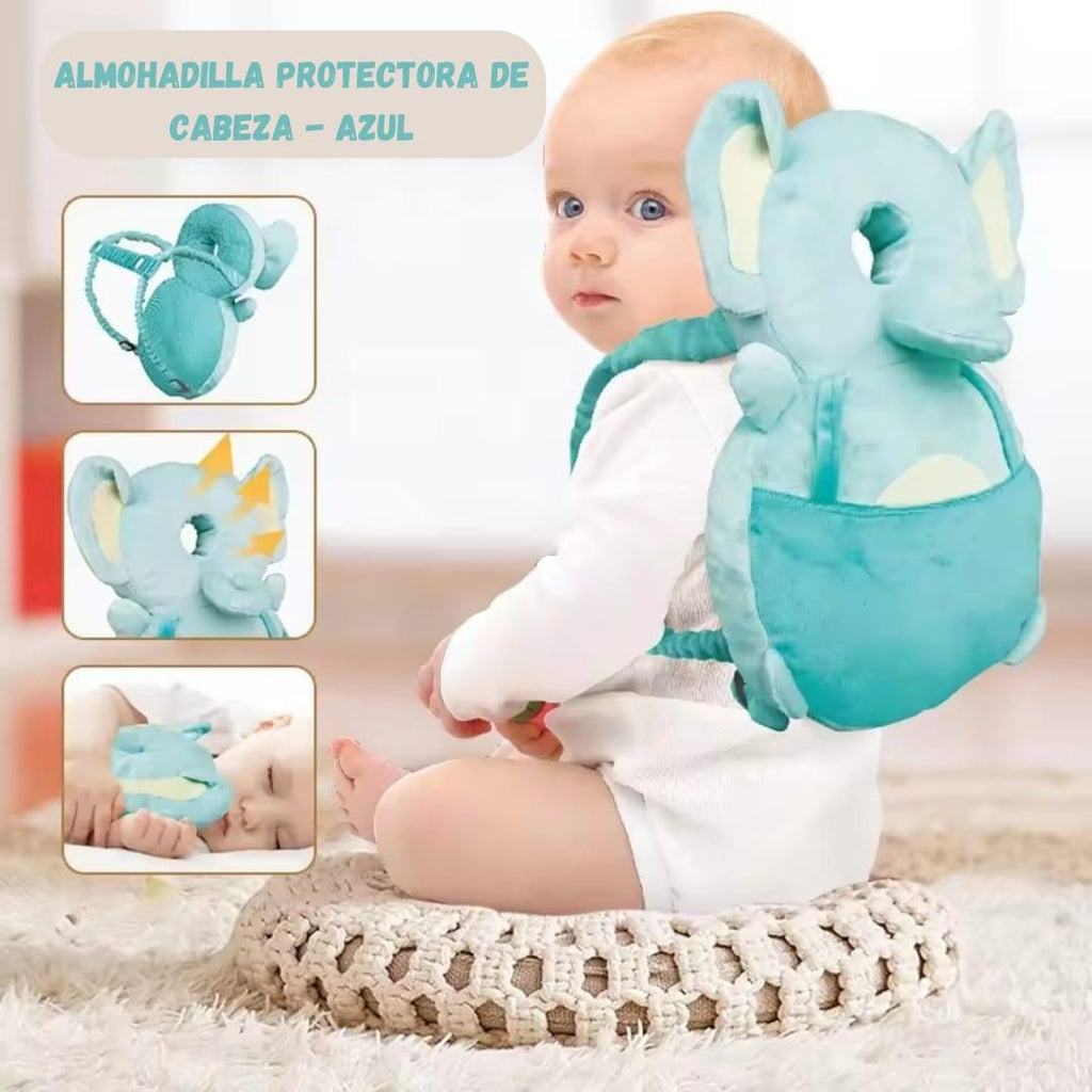 🐘 Almofada Antiquedas para Bebé – Elefante Azul | Proteção para os Primeiros Passos
